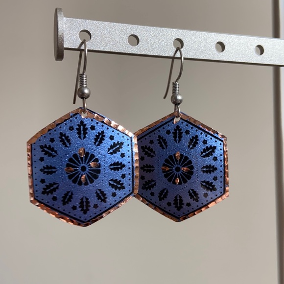 Handmade Turkish Copper Earrings - Picture 3 of 8